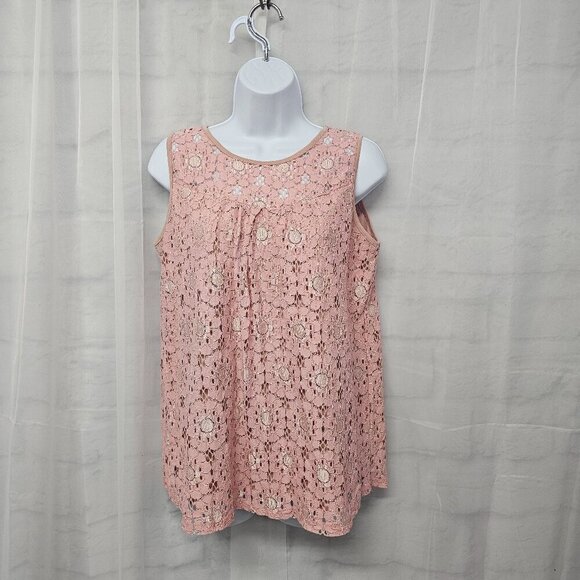 Shannon Ford Pink Floral Lace Tank Coquette Boho Retro M - Picture 10 of 10